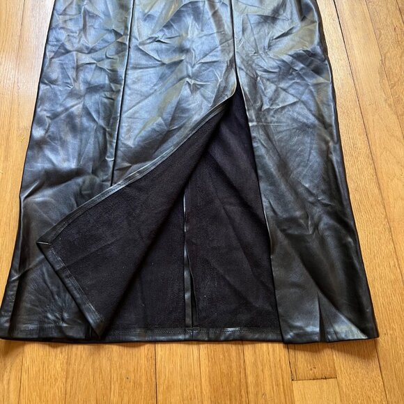 House Of Harlow 1960 Size L Vamp Black Faux Leather Sleeveless Slit Midi Dress - Picture 14 of 16